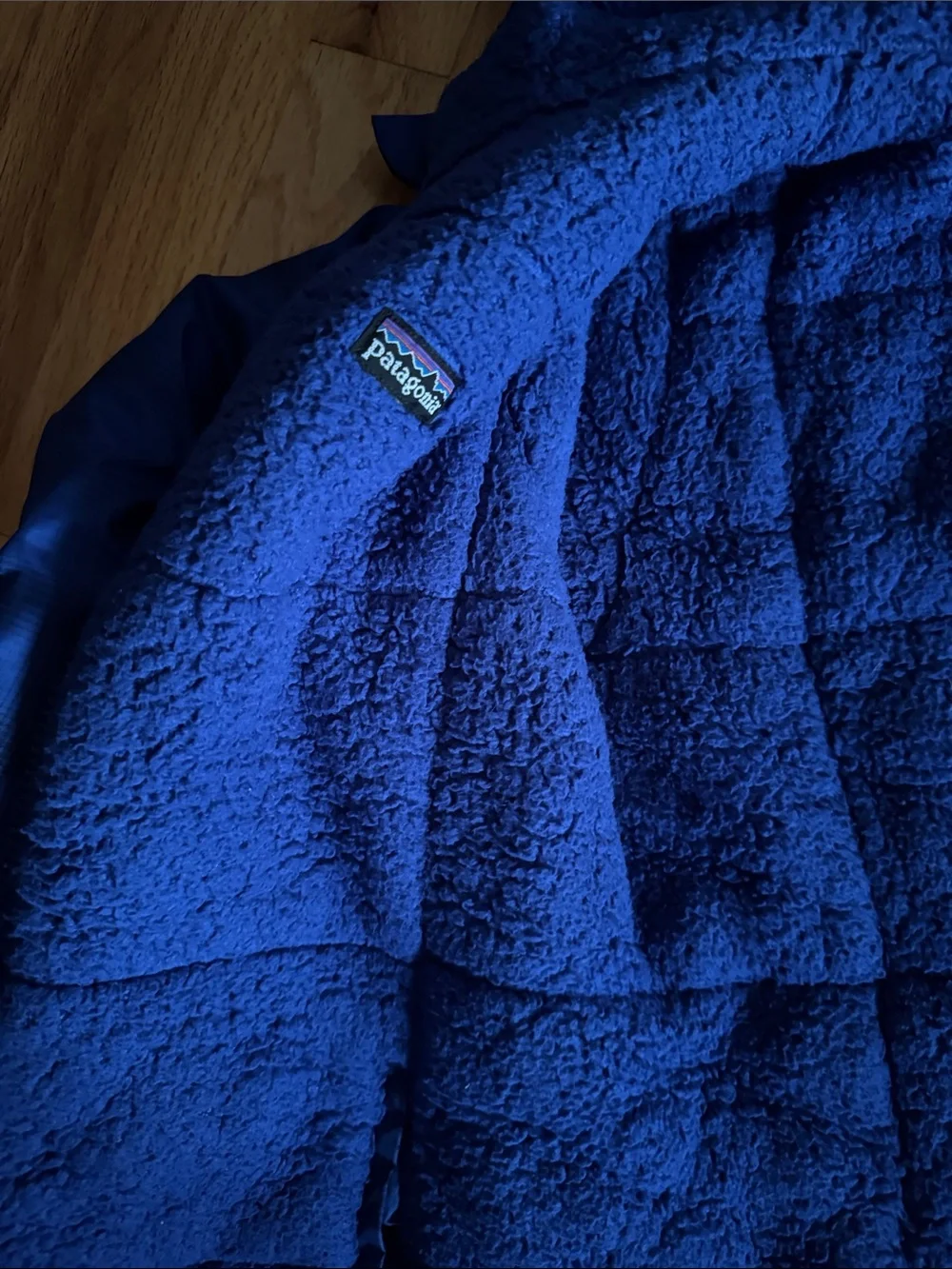 Patagonia Kids Blue Hooded Reversible Puffer Jacket